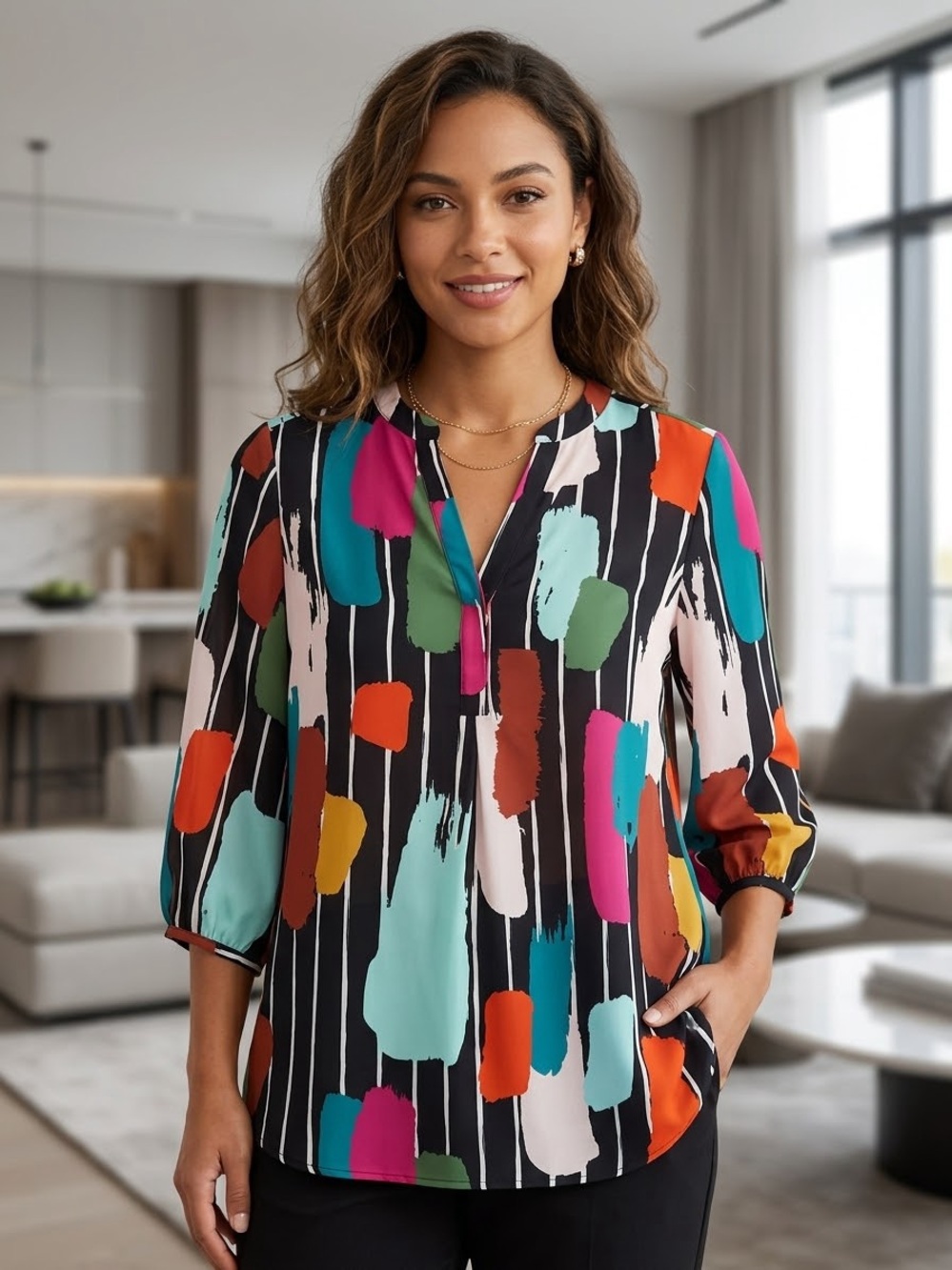 CROSBY by MOLLIE BURCH  paint stripe tunic  top
